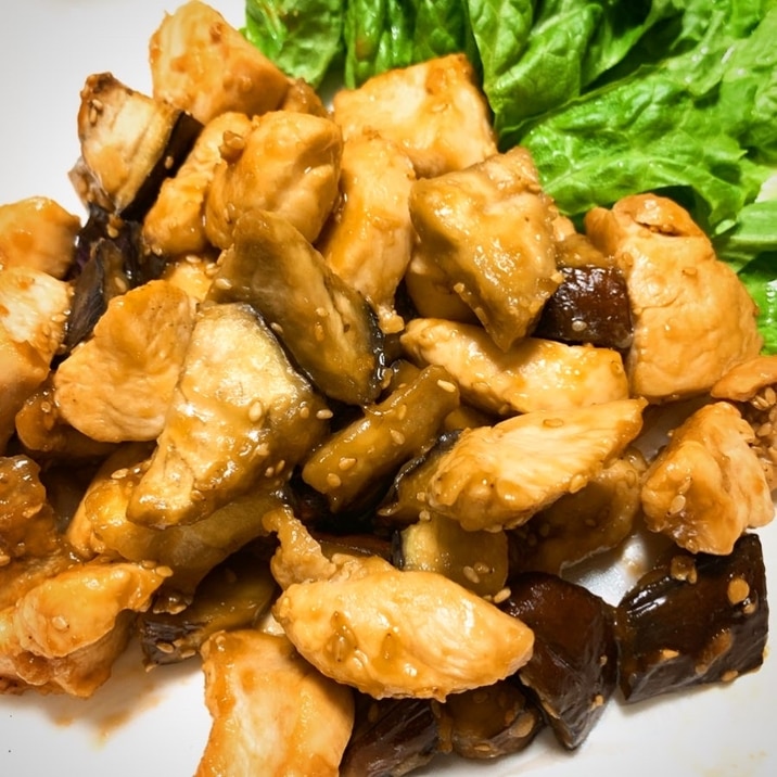 *鶏むね肉となすの甘酢炒め*